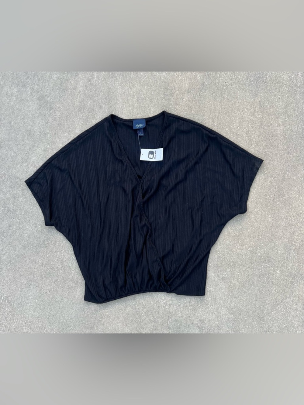 Daytrip Black SMALL Ribbed Surplice Faux Wrap Dolman Top NWT From Buckle - Picture 2 of 8